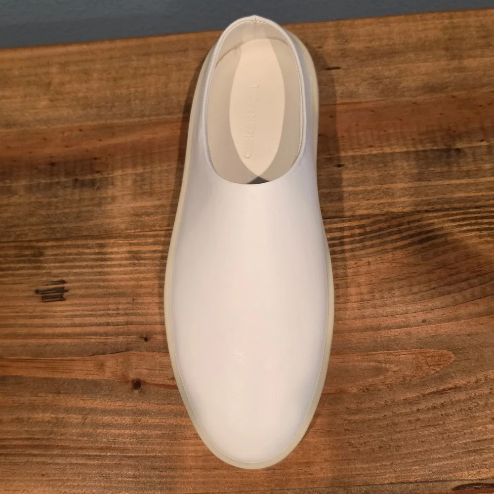 Wolf & Shepherd Mens Cruise Mule White Vanilla Leather Slip On Shoes‎ Size 6.5